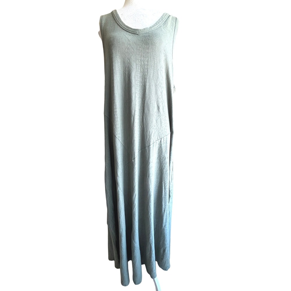 Soft Surroundings Maxi Dress Women 1X Sage Green Sleeveless Cotton Jacquard